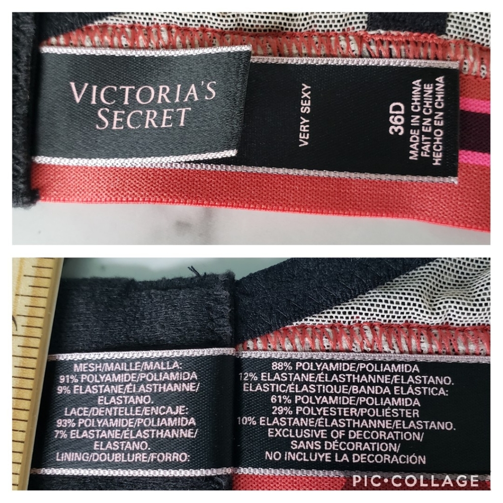 🆕️VICTORIA'S SECRET Black Lace Balconette Bra 36D - Picture 10 of 10